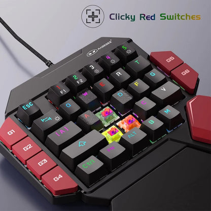 One-Handed Mini Mechanical Gaming Keyboard – 35 Keys