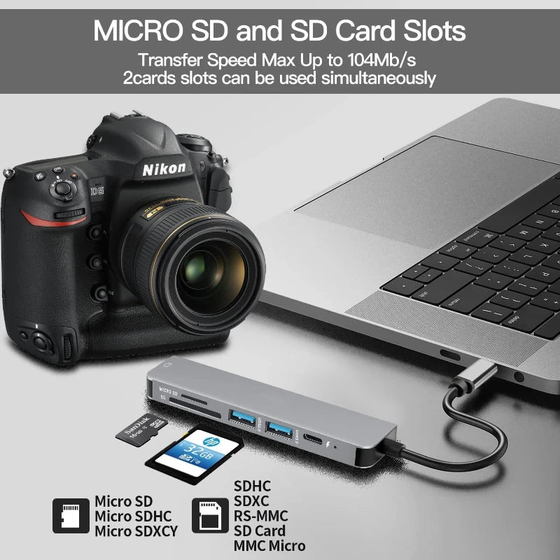USB C Hub to 4K HDMI-Compatible USB 3.0 2.0