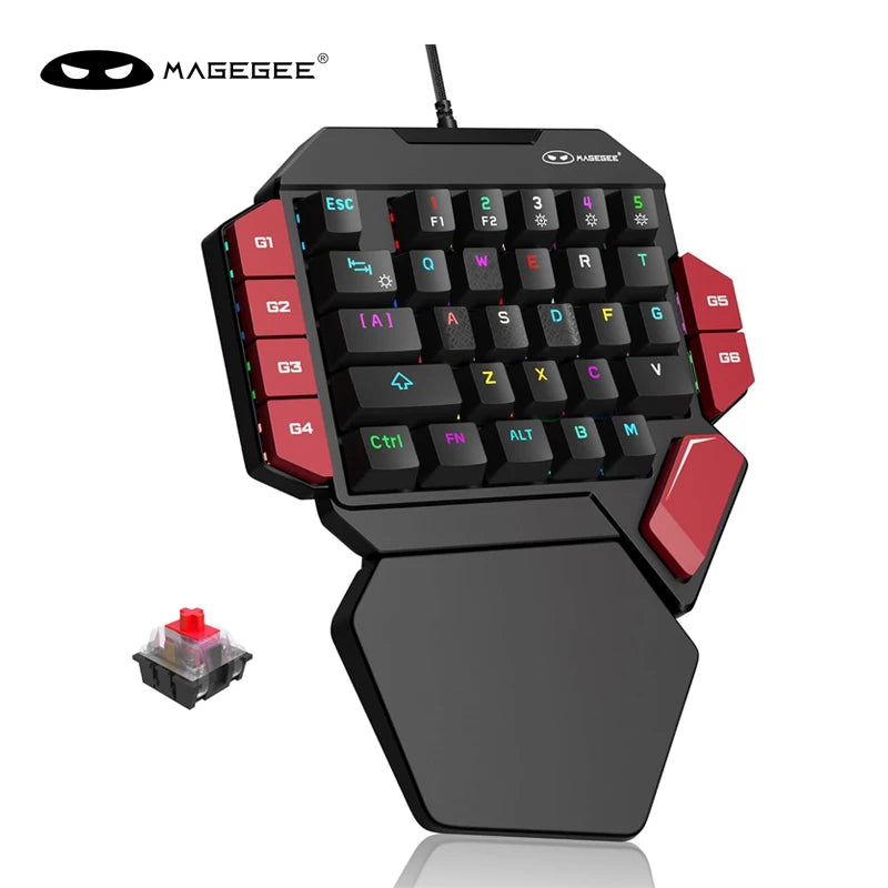 One-Handed Mini Mechanical Gaming Keyboard – 35 Keys