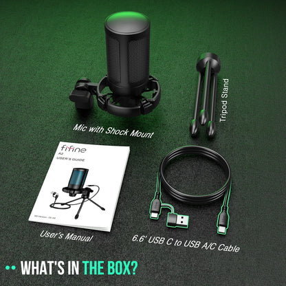 AmpliGame by FIFINE A2 RGB USB Gaming Microphone