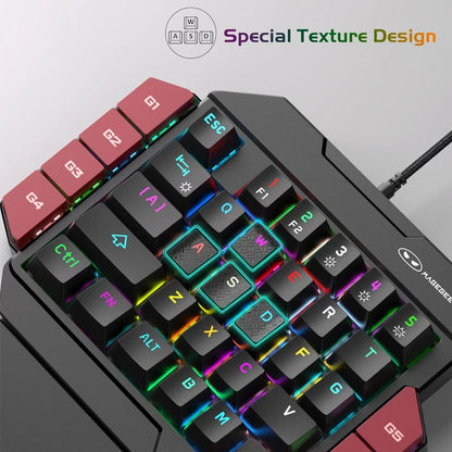 One-Handed Mini Mechanical Gaming Keyboard – 35 Keys