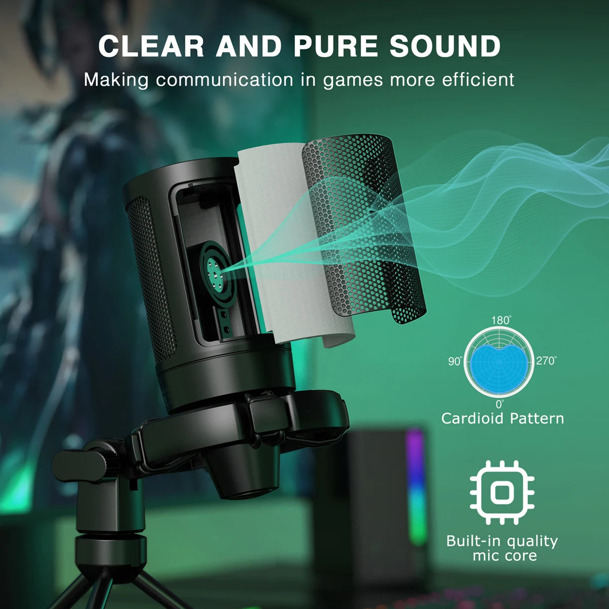AmpliGame by FIFINE A2 RGB USB Gaming Microphone