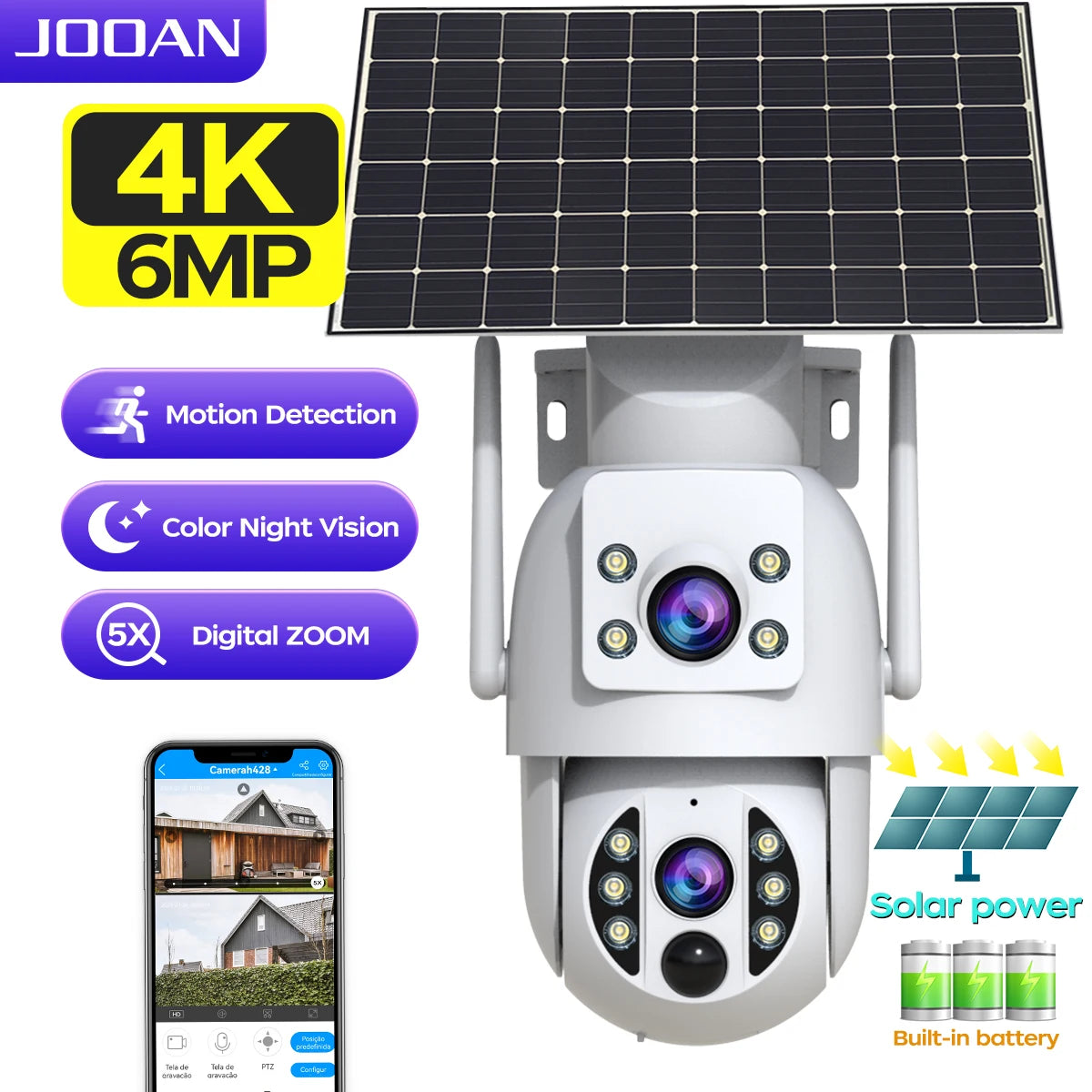 4K Ultra HD Dual-Lens Wireless Solar Security Camera