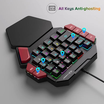 One-Handed Mini Mechanical Gaming Keyboard – 35 Keys
