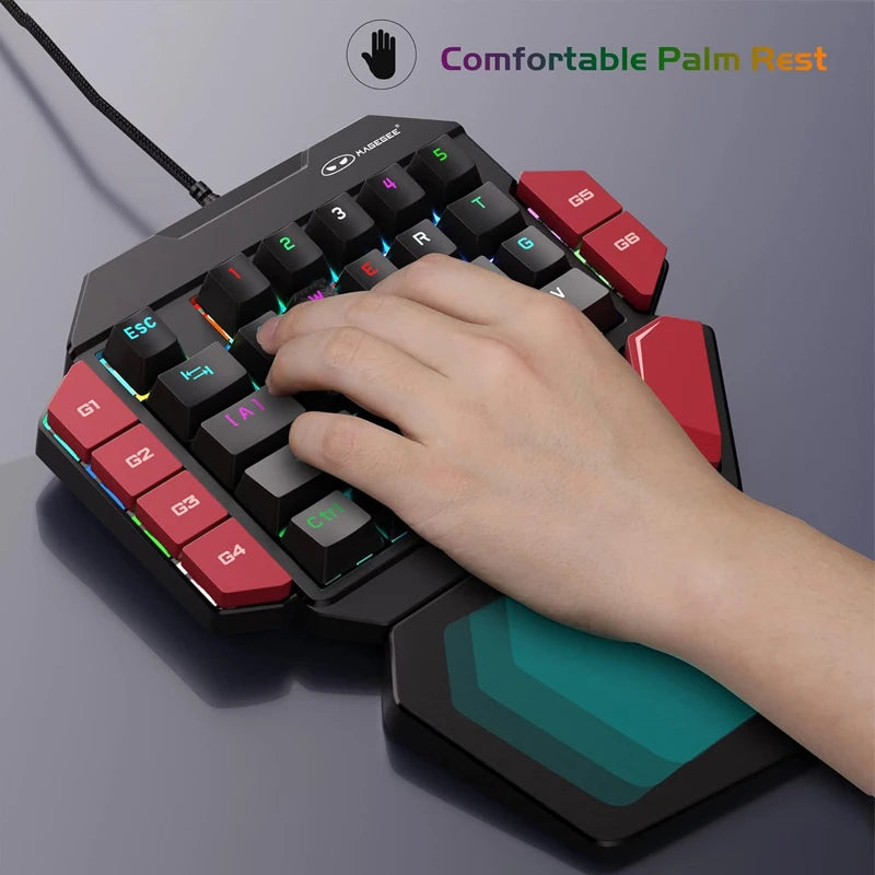 One-Handed Mini Mechanical Gaming Keyboard – 35 Keys